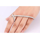 Crystal Palm Bracelet Ring Wedding Hand Ring Bangle with Micro Rhinestone