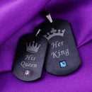 2X HER KING HIS QUEEN Crystal Lovers Couple Pendant Necklace TITANIUM STEEL Tag