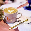 Mr Mrs Coffee Mugs Set, Ceramic Marble 15Oz Coffee Cup With Lids And Spoon