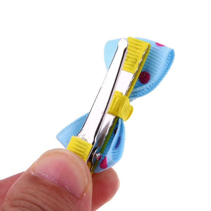 10pcs Pet Hair Clips Polka Dots Patterns Bowknot Pet Dog Grooming Accessory