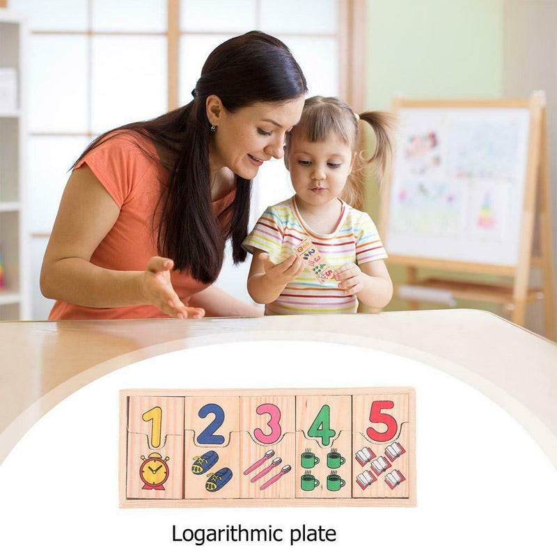 Wooden Count Geometric Shape Cognition Match Baby Early Education Math Toys