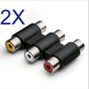 2Pack 3RCA Audio Video AV Female to Female Coupler Jack Extender Cable Connector