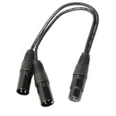 2 Pack of 3 Pin XLR Splitter Cable, Female to 2 Male XLR Y Cable - 1Ft