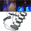 4x 3 LED Car Charge 12V Glow Interior Decorative 4in1 Atmosphere Light Lamp Blue