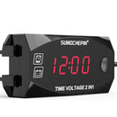 12V 2-in-1 Voltmeter For Motorcycle Electric Vehicle Clock Digital Display fgfd