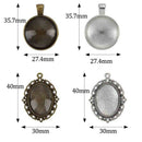 64-Pieces Pendant Set,16Pcs Oval Pendant Trays And 16Pcs Round Bezels With