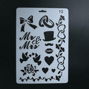 Heart Bowknot Theme Plastic Hollow Ruler Template DIY Photo Album Draw Tool