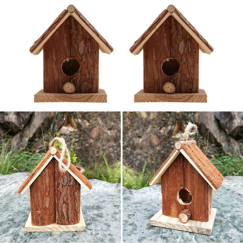 Set of 2 Hanging Wooden Bird Houses Cage for Parrot, Canary or Cockatiel or