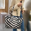 Women Shoulder Bag Large Capacity Animal Print PU Shopping Handbags (Zebra)