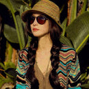 Modish Lady Girl Bohe Style Rainbow Stripe Straw Brim Floppy F9U7 Sun Hat- C5V6
