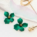 Korean Girls Flower Ear Stud Casual Women Sweet Earrings Jewelry (Green) A