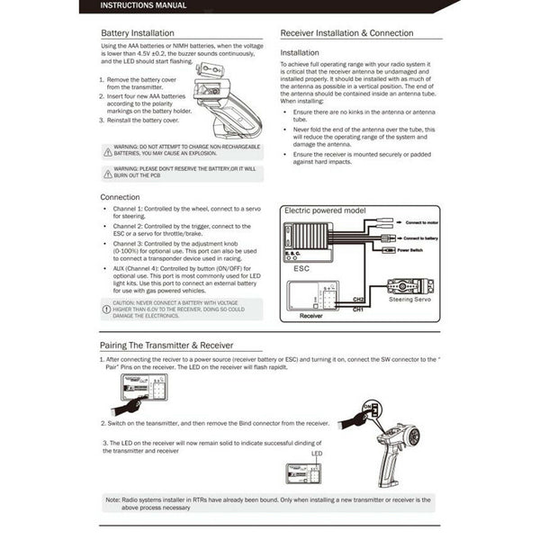 2.4G 91803G-VT 3CH Radio System Transmitter Controller Remote Control & Receiver