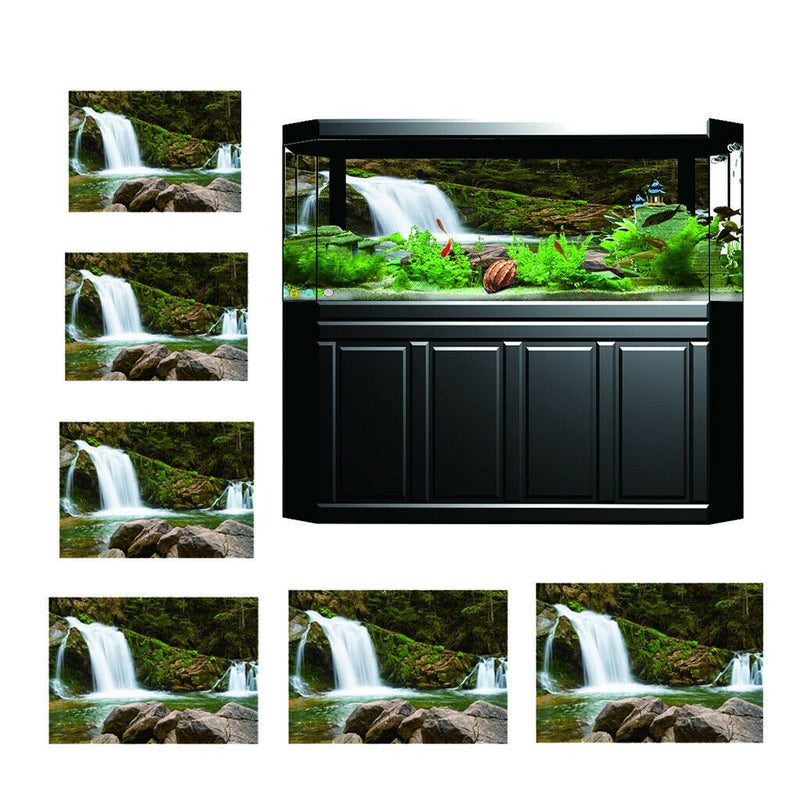 Aquarium Fish Tank Background Poster Waterfall Landscape Decor 61x30cm