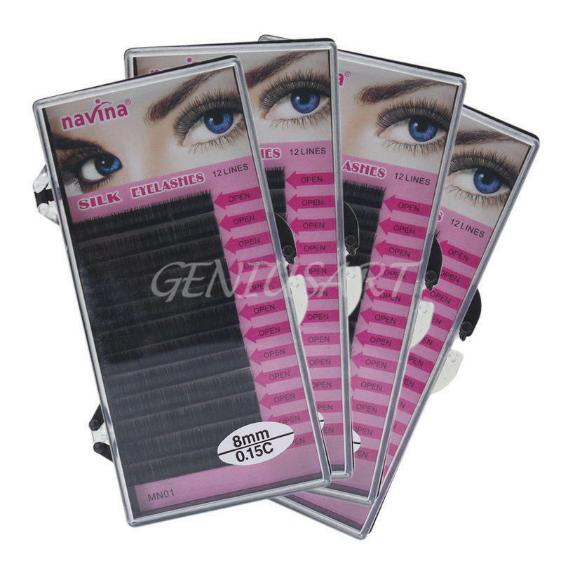 4 Tray False Eyelash Extensions C Curl 8/10/12/14mm Salon Makeup Accessories