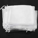Set of 25 large organza bags white - Pockets - Drawstring Cord - for Weddin V6F4
