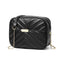Women Simple Leather Crossbody Bag Chain Shoulder Messenger Handbag (Black)