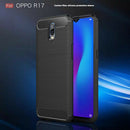 Soft TPU Bumper Case for OPPO R17 Brushed Carbon Fiber Back Cover Dark Blue