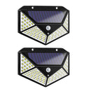 2pcs 100LED Solar Motion Sensor Wall Light Waterproof Yard Security Lamp Outdoor