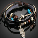 Feather Pendant Girl Lady Braid Bracelet String Band Bangle Beads   A