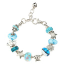 Fashion Women Shell Blue Crystal Glass Beads Chain Bangle Bracelet Wristband
