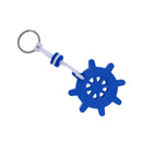 5x Boating Sea Fishing Water Floating Keychain Key Ring- Wheel Rudder Blue