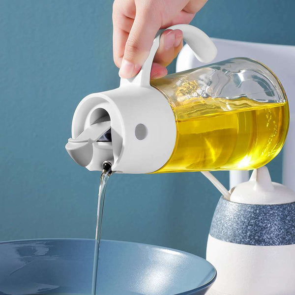 1 pcs Automatic Opening and Closing Glass Oil Leak Proof with Cover 650ml