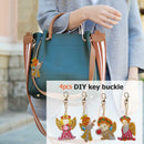 4pcs DIY Full Drill Diamond Paintng Special Shape Girl Angle Style Keychain