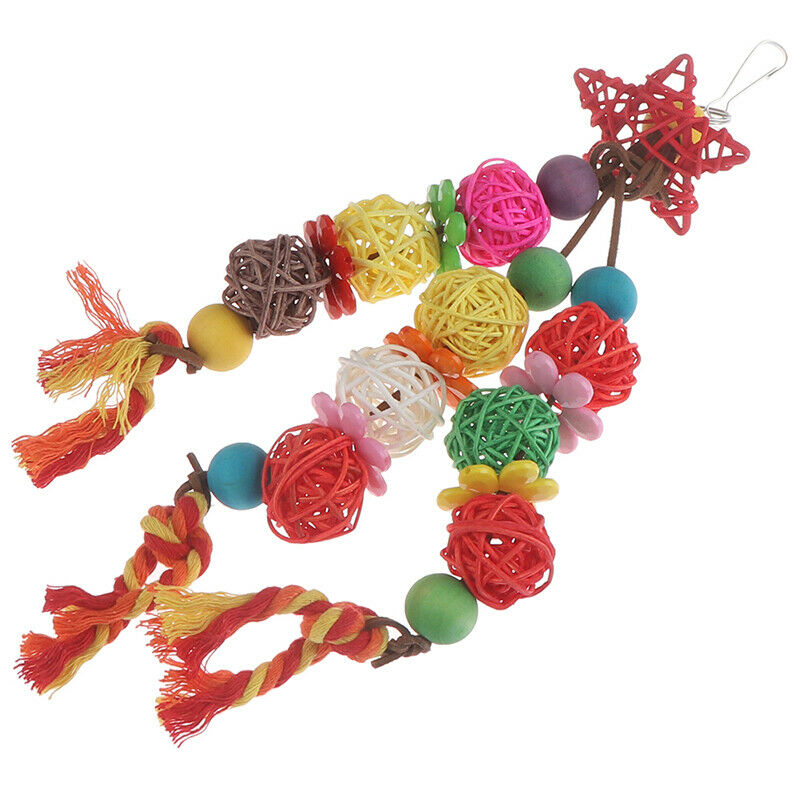 Cage Budgie Colorful Standing Rattan Swing Bird Bite Playing Pet Parrot Chew To-