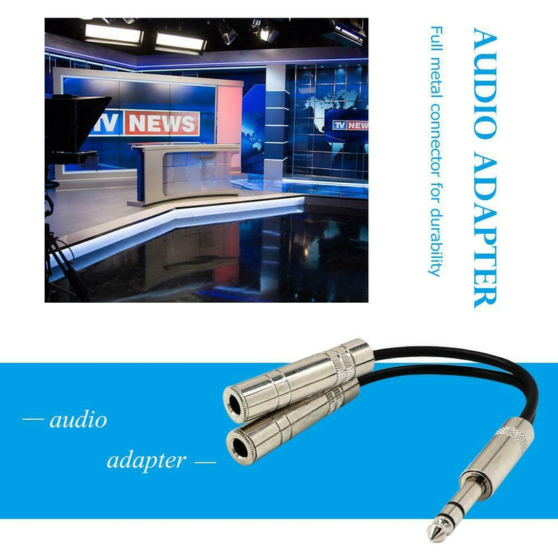 6.35mm Male Jack Stereo Splitter Cable 2X 1/4 inch Female Plug Audio Y Cord