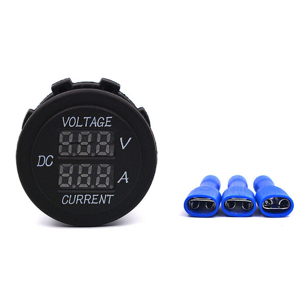 Waterproof 6-30V Red LED Digital Voltmeter Ammeter for Car Auto Motorcycle