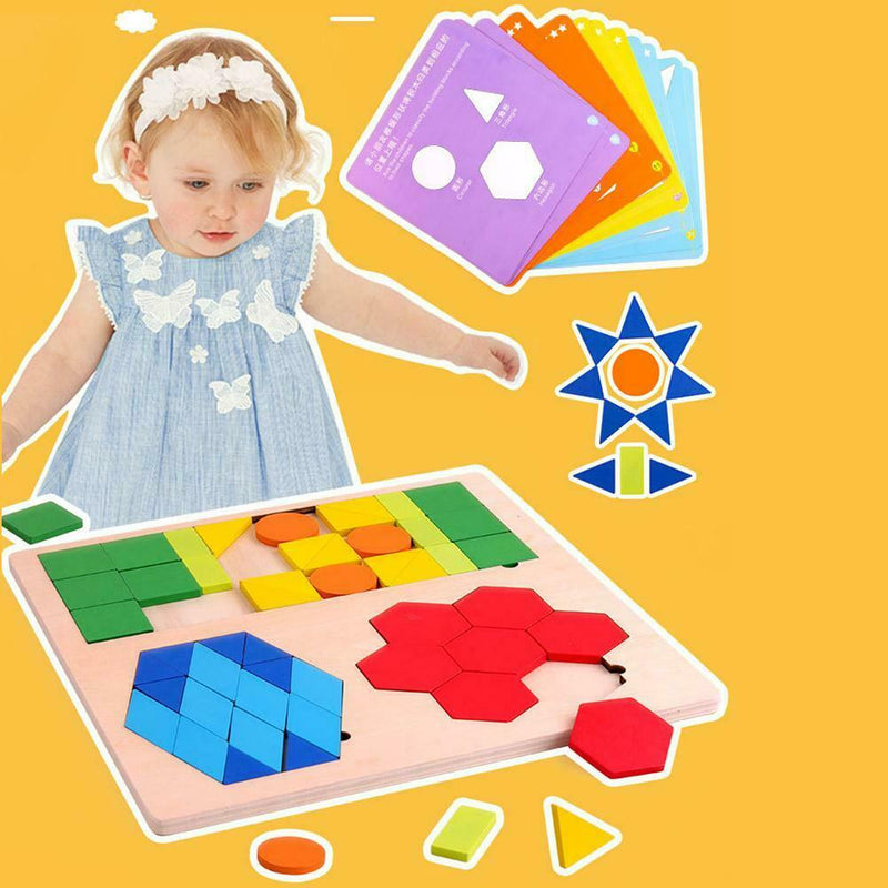 Wood Geometric Puzzle Toys Kids Children Montessori Jigsaw Educational Game Kits