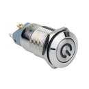12mm Blue Light Metal Power Push Button Switch Latching Waterproof Flat 12V