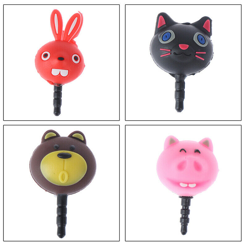 3.5mm port dust plug cute stereo animal phone headset decorati&+