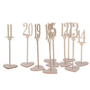 Natural 1-20 Free Standing Wooden Table Numbers with Heart Base Party Decor