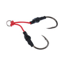 10Pcs Carbon Steel Fishing Dual Assist Hook with PE Line with Shrink Tube