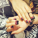 24pcs/pack black&red french false nails nail art design nail tips with glue-y