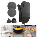 Silicone Oven Mitts and Pot Holders Heat Resistant with Cotton Quilted Liner