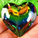 44x43x14mm Rainbow Titanium Crystal Heart Pendant Charm Bead S51519