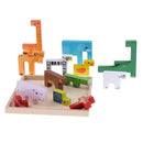 Wooden Jigsaw Puzzle Board Wild Safari Animals Wooden Block Kids Educational