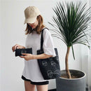 2pcs/set Canvas Pen Bag Print Shoulder Bucket Bags Women Black Clutch Handbag