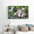 Diamond Embroidery DIY Diamond Painting White Tiger Family Cross Stitch