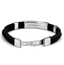 Unisex Men's Braided Silicone Stainless Steel Magnetic Clasp Bracelet Pro Dwwj