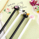 2pcs Point Ballpoint Pen Office Stationery cute cat head Ball Pen Delicate H8D1