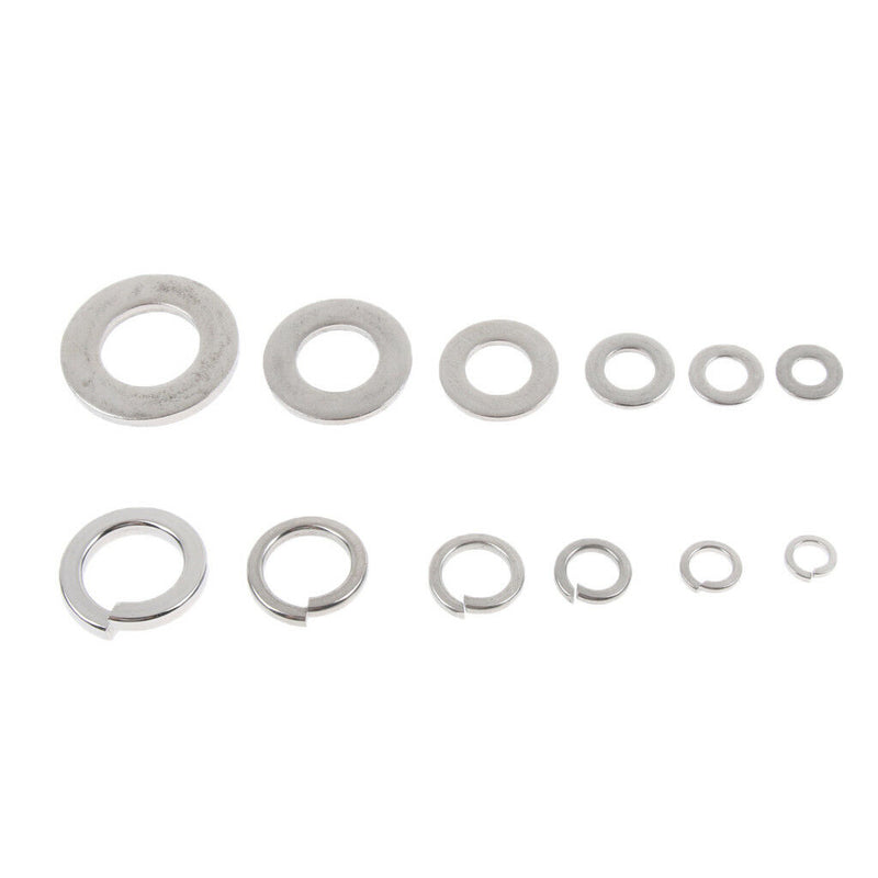 790 PCS FLAT SPRING + LOCK WASHER STEEL GASKET ASSORTMENT KIT M12/10/8/6/5/4