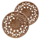 Carved Flower Carving Round Wood Appliques For Furniture Cabinet Unpainted  X2L7