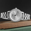 Skmei Luxury Brand Rhinestone Ladies Watch Business Steel Belt Waterproof S