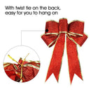 10 Pcs Glitter Christmas Tree Bow Ribbon Bows, Long 10 Inches and Wide 8 In