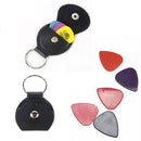New Guitar Picks Holder Case Keychain Black Leather Plectrum Case Bag 1X GiftLJ
