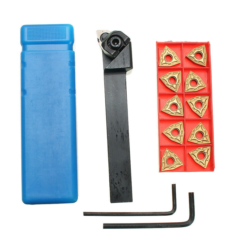 10Pcs WNMG0804 Inserts + Wrench With WWLNR1616H08 Lathe Turning Tool Holder