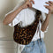 Lady Leopard Casual Shoulder Handbags Retro Women Pleated Dumpling Crossbody Bag